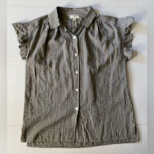 NWT MAX STUDIO GINGHAM BLOUSE BUTTON SHIRT TOP- SIZE M- BLK & WHT MSRP $78
